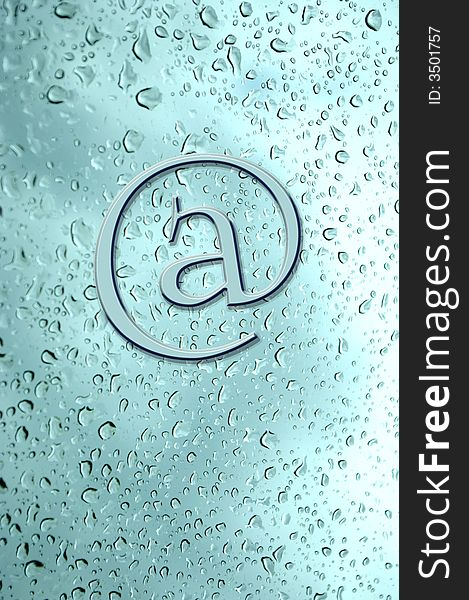 Computer generated relief at sign on window with rain drops