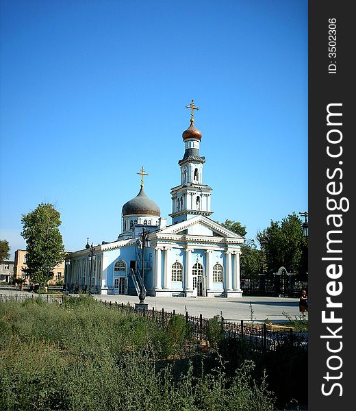 Charch and belfry on yard of Tashkent eparchy