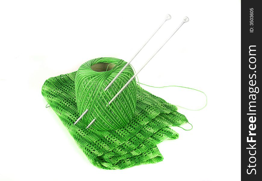 Knitting on a white background