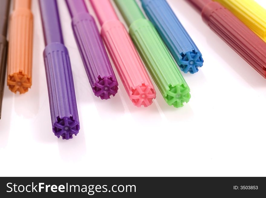 Colofrul markers isolated on the white background