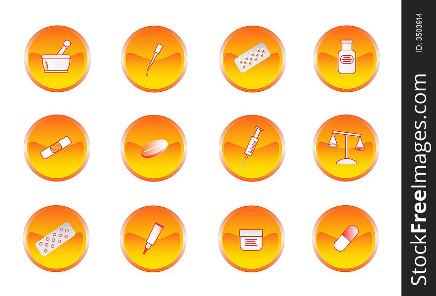 Illustration of chemistry buttons, orange