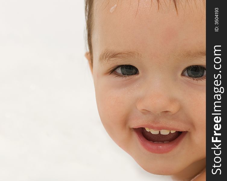 Happy Child is bathing with toys. Happy Child is bathing with toys