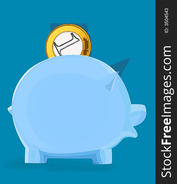 Illustration of a Coin on the Piggy bank. Illustration of a Coin on the Piggy bank