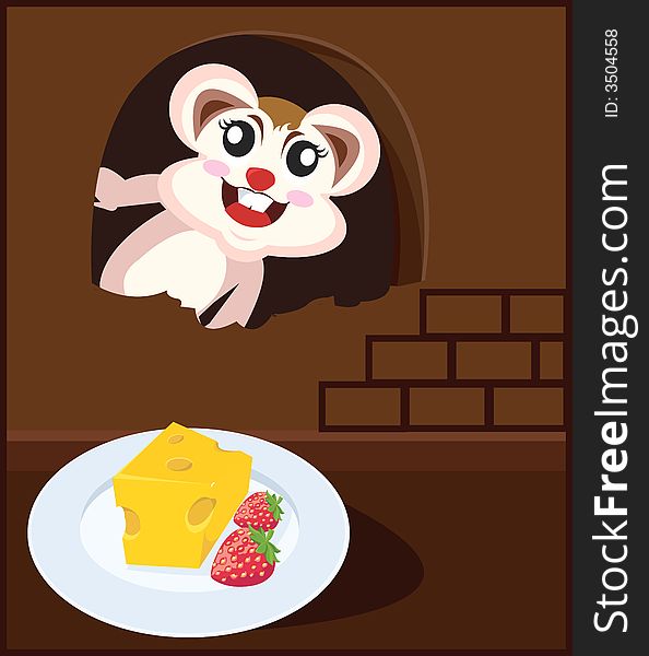 Illustration of Rat peeping into the food. Illustration of Rat peeping into the food.