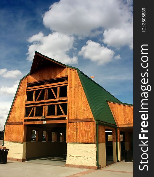 Historic Wooden Barn and blue sky in Colorado