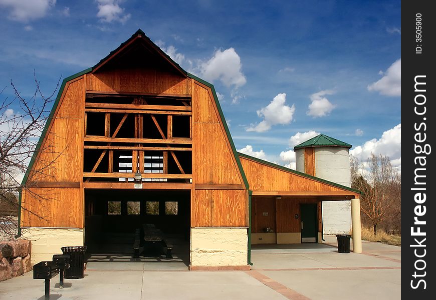 Wooden Country Barn in Colorado with blue sky. Wooden Country Barn in Colorado with blue sky