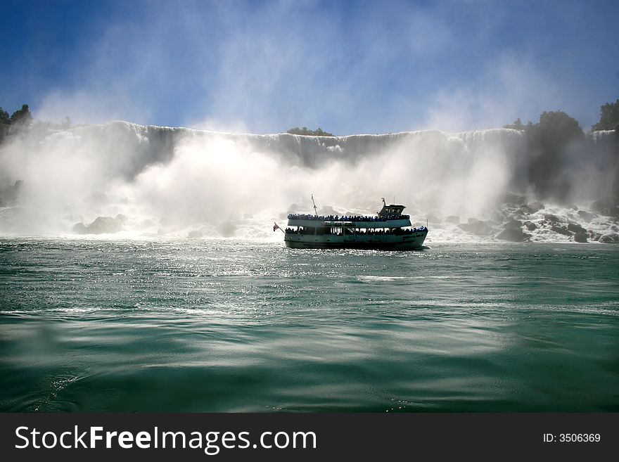 Tour Boat At Niagara Falls.