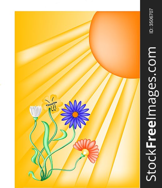 Summer illustration, with color flower. Summer illustration, with color flower