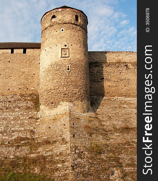 Ancient wall and tower of fortress Kamyanets-Podolsky Ukraine