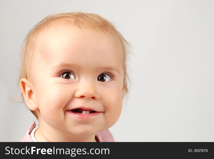 Photo of happy girl on white background. Photo of happy girl on white background