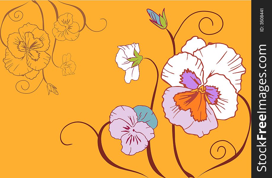 Flowers simplistic vector illustration on yellow background. Flowers simplistic vector illustration on yellow background