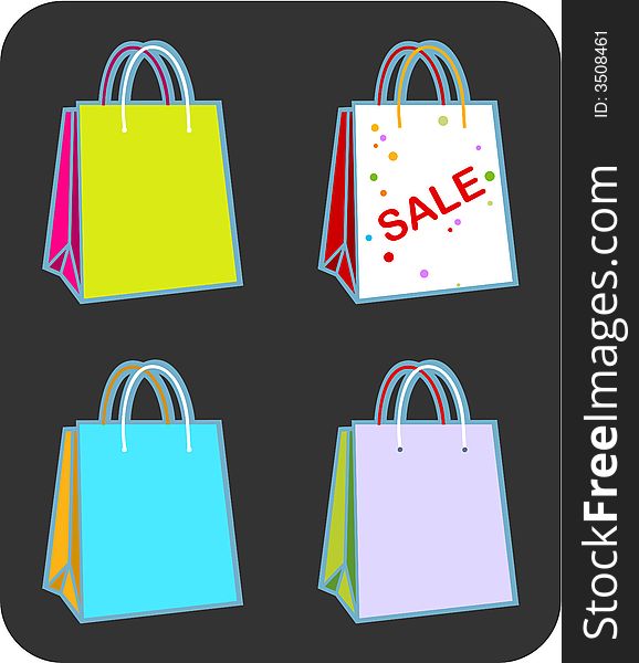 Four vector illustration shopping bags with copy space. Four vector illustration shopping bags with copy space