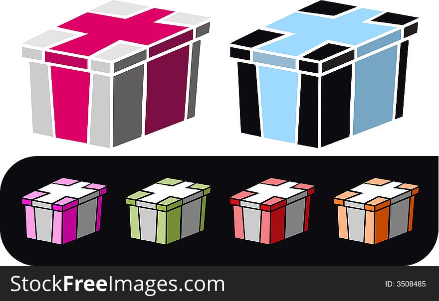 Holiday gift boxes in variety of bright colours. Holiday gift boxes in variety of bright colours