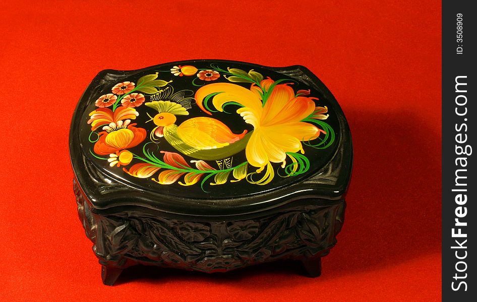 Casket, Khokhloma traditional painting handicraft.