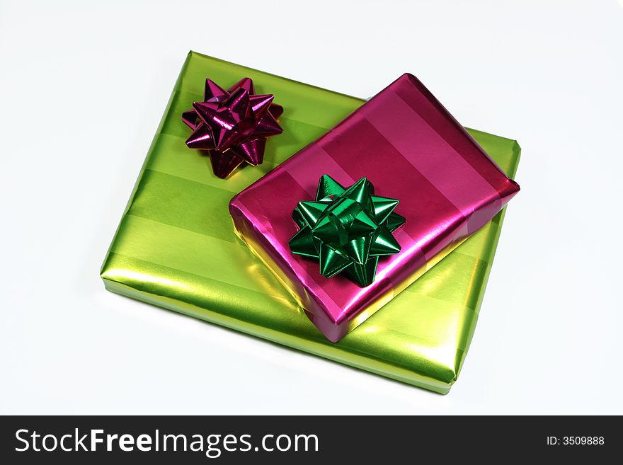 Gift box with ribbon isolated on white background