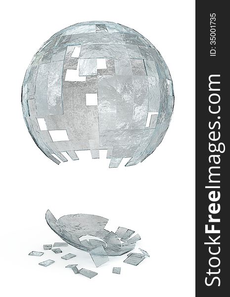 The render of the 3D model of broken mystic ice sphere. The render of the 3D model of broken mystic ice sphere