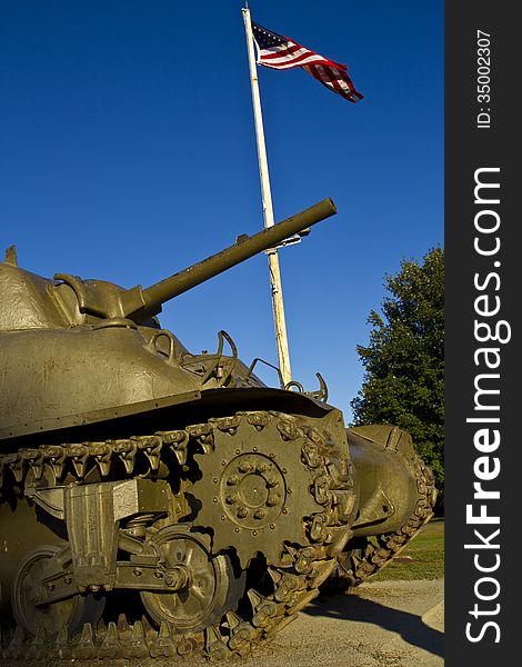Millitary Tank With USA Flag