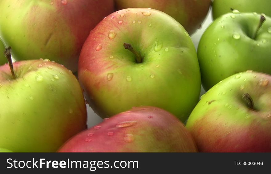 Fresh juicy natural apples rotates, showing itself on all sides. Fresh juicy natural apples rotates, showing itself on all sides