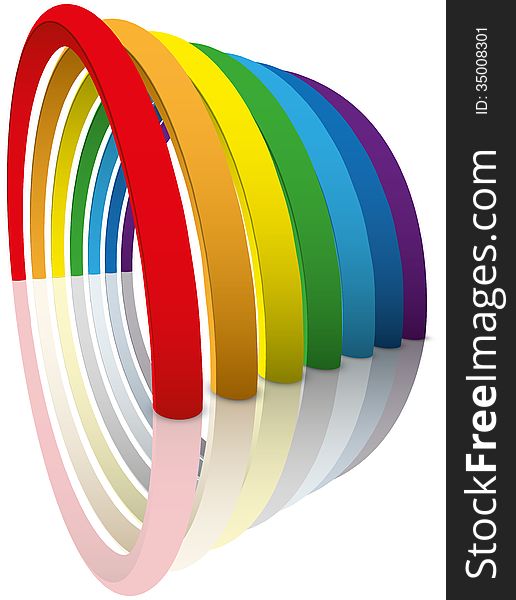 Rainbow abstract vector illustration with reflection and shadow eps 10
