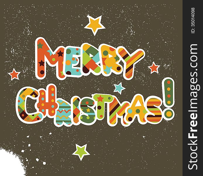 Christmas colorful background. Merry Christmas lettering. Vector