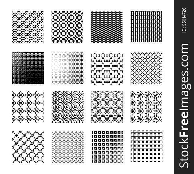 Set of 16 seamless patterns. Set of 16 seamless patterns