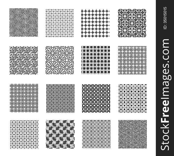 Set of 16 seamless patterns. Set of 16 seamless patterns