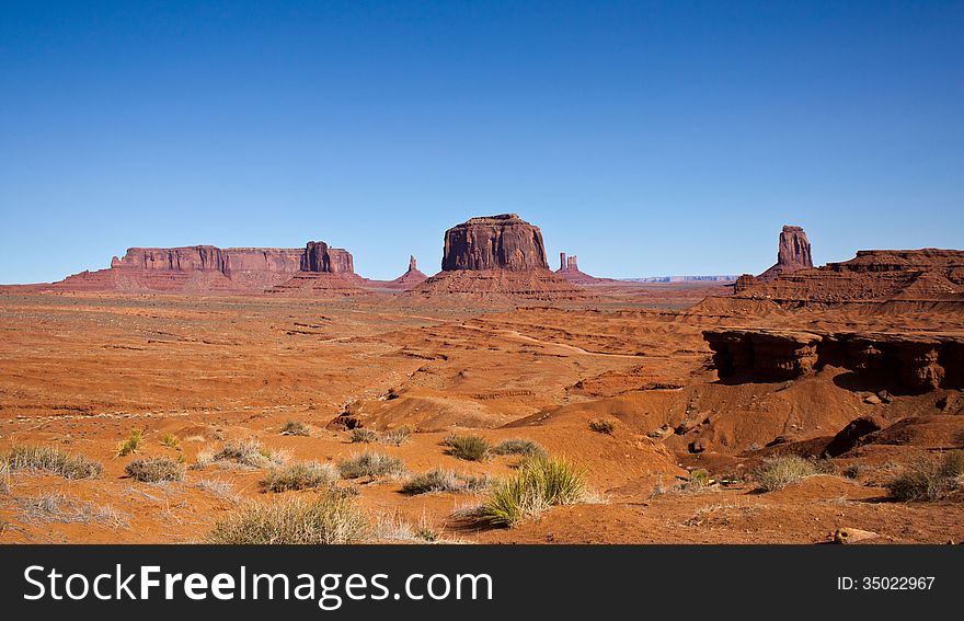 A view of the Monument Valley national park. A view of the Monument Valley national park