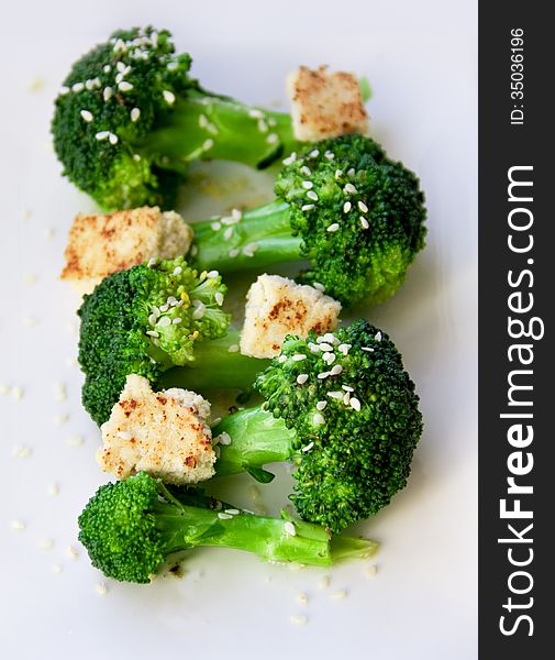 Broccoli with tofu and sesame. Broccoli with tofu and sesame