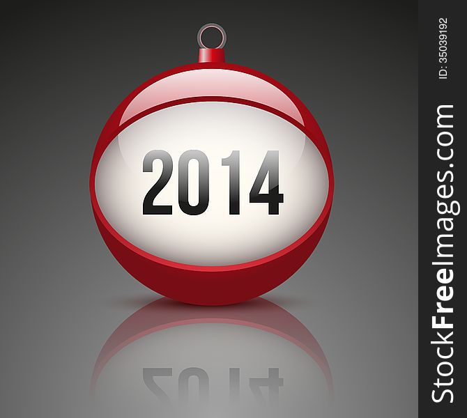 Christmas ball with the date of the New Year 2014. Vector illustration. Christmas ball with the date of the New Year 2014. Vector illustration.