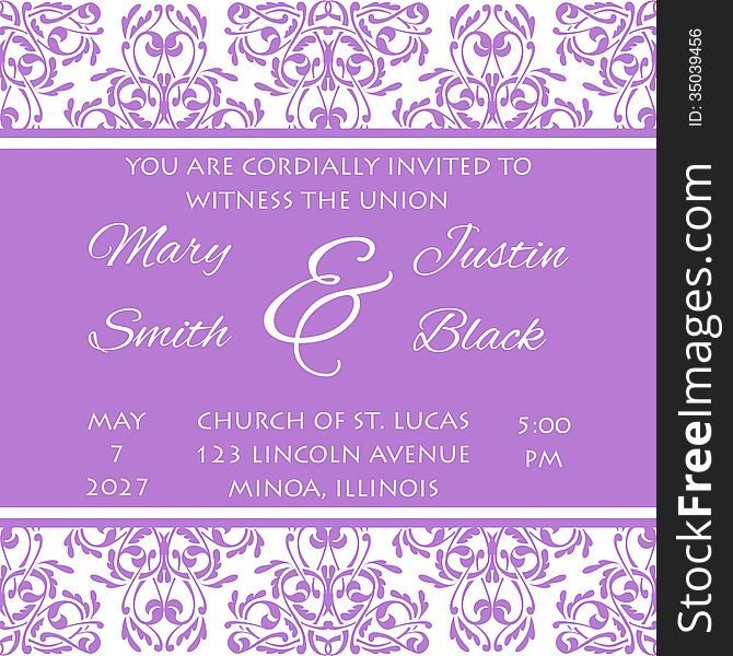 Wedding card or invitation with abstract floral background