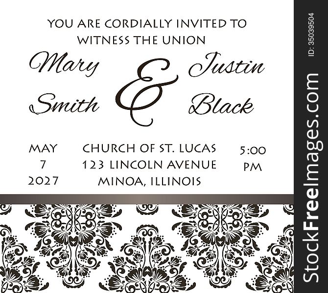 Wedding card or invitation with abstract floral background