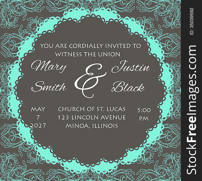 Wedding card or invitation with abstract floral background