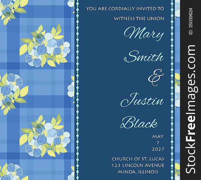 Wedding card or invitation with abstract floral background