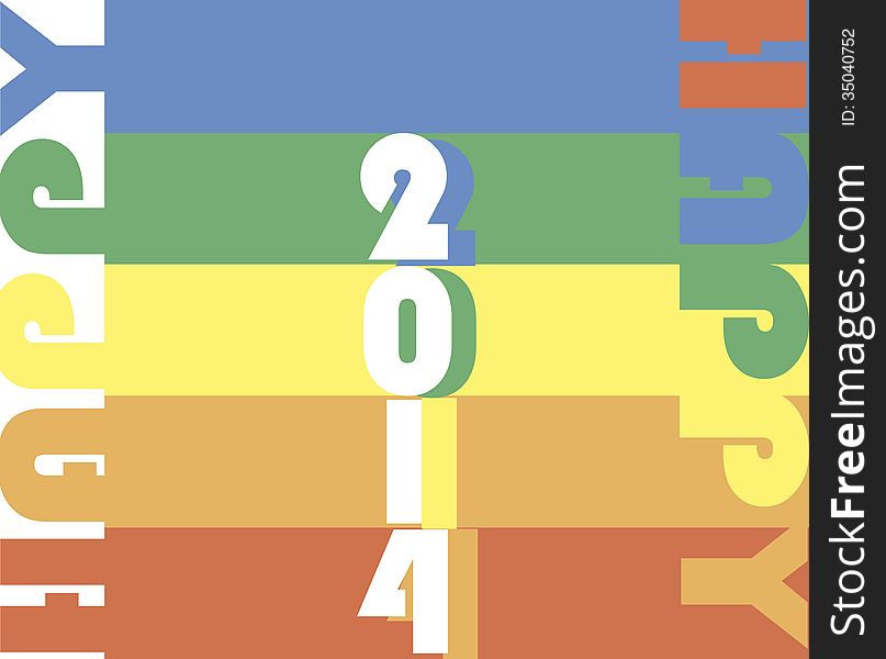 Funky colors and fonts , word Happy 2014. Funky colors and fonts , word Happy 2014