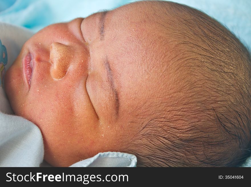 Baby newborn, Cute baby sleeping on a blanket