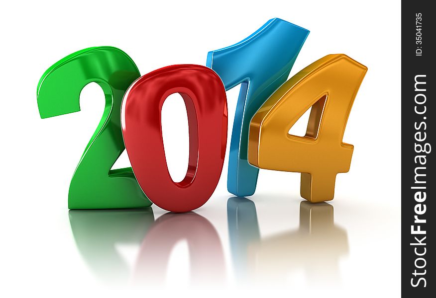 New Year 2014. Image with clipping path. New Year 2014. Image with clipping path.