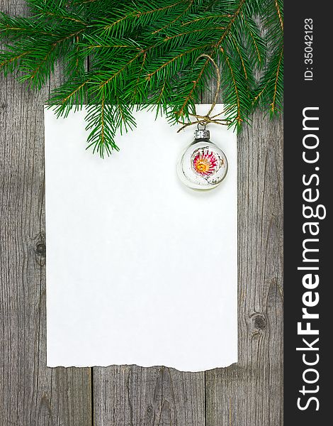 Christmas card with fir branch