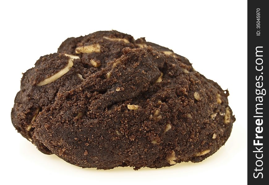 Piece of brownie cookies on white background. Piece of brownie cookies on white background