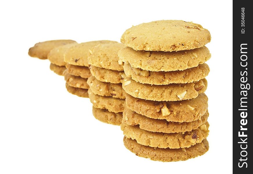 Step increase of cookie stack bar on white background. Step increase of cookie stack bar on white background