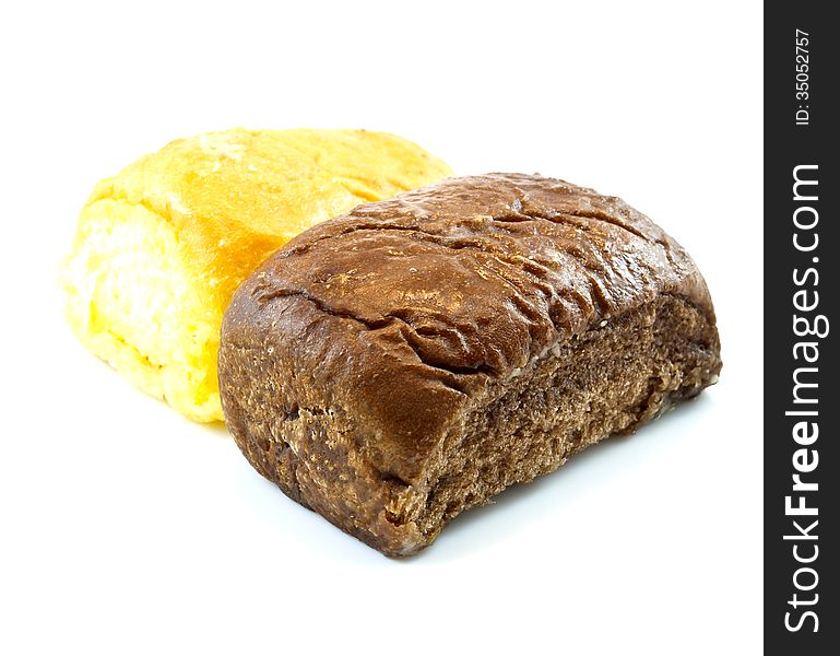 Two butter breads are butter bread and Chocolate butter bread on white background or isolated
