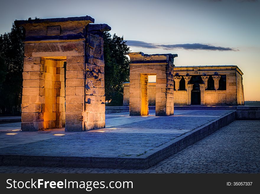 Sunset at the Debod Temple in Madrid, Spain. Sunset at the Debod Temple in Madrid, Spain.