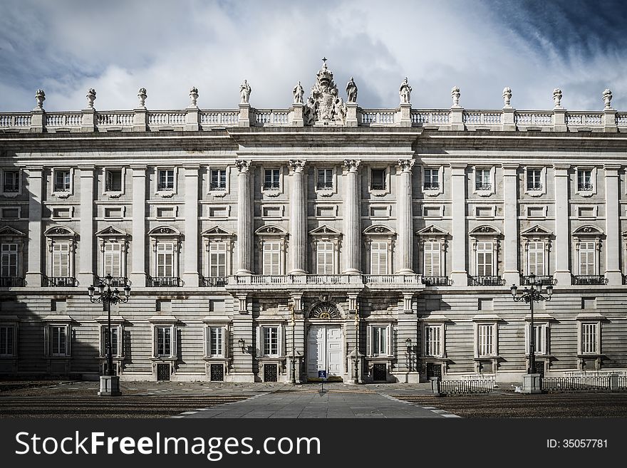 Royal Palace in Madrid with blue sky. Royal Palace in Madrid with blue sky