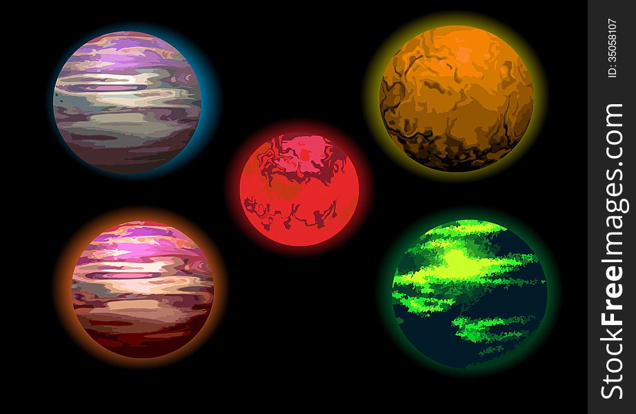 Set Of Planets Illustration