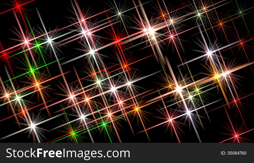 Abstract background of colored blinking stars on a black background. Abstract background of colored blinking stars on a black background
