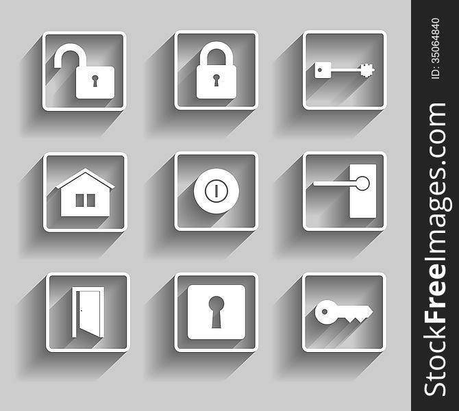 Set of icons for home doors themem vector eps10 illustration. Set of icons for home doors themem vector eps10 illustration