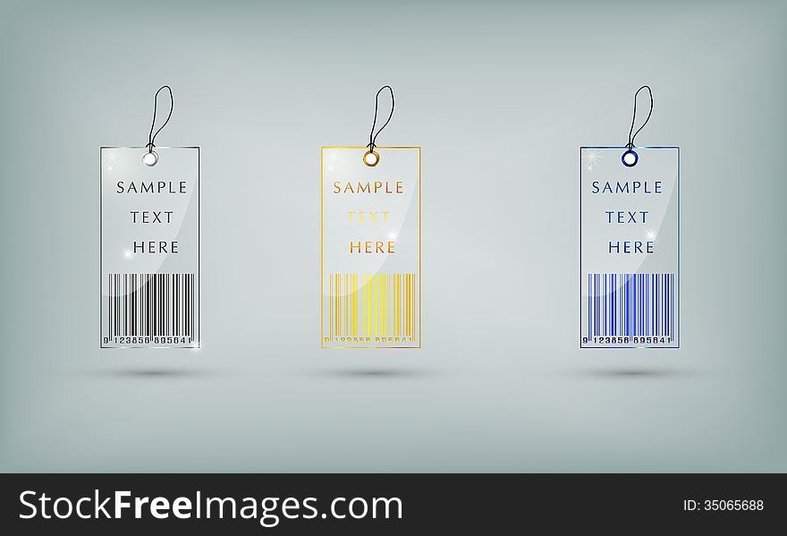 Circle Glass Tags Template on gray background
