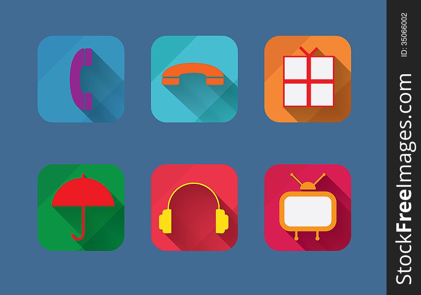 Vector flat entertainment icons set.