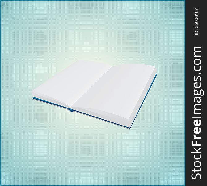 Open spread of book with blank pages. Open spread of book with blank pages