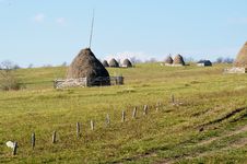 Autumn Nature Background: Haystacks In Wallachia Royalty Free Stock Photo Autumn Nature Background: Haystacks In Wallachia Royalty Free Stock Photo