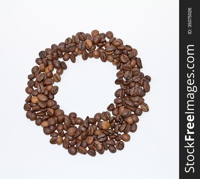 Image isolated on white background coffee beans in a circle. Image isolated on white background coffee beans in a circle.